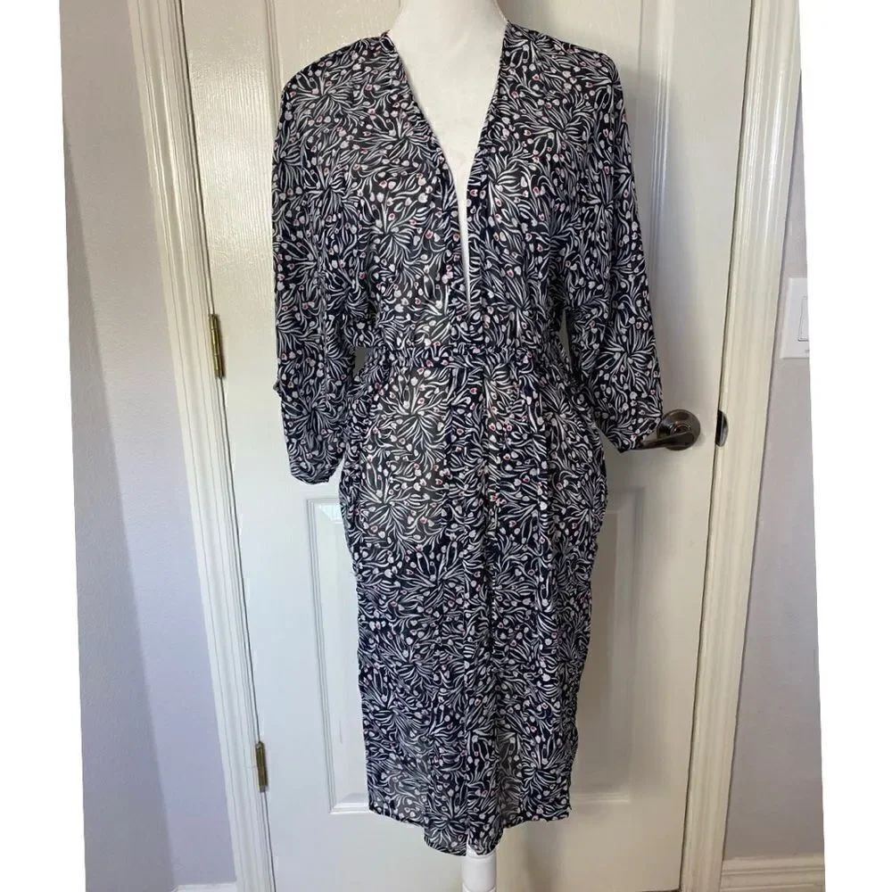 SONOMA Good For Life Bicolor Floral Kimona OSFM Black Floral Print
